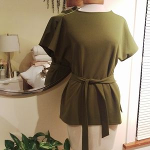 Ann Taylor green top with waist tie